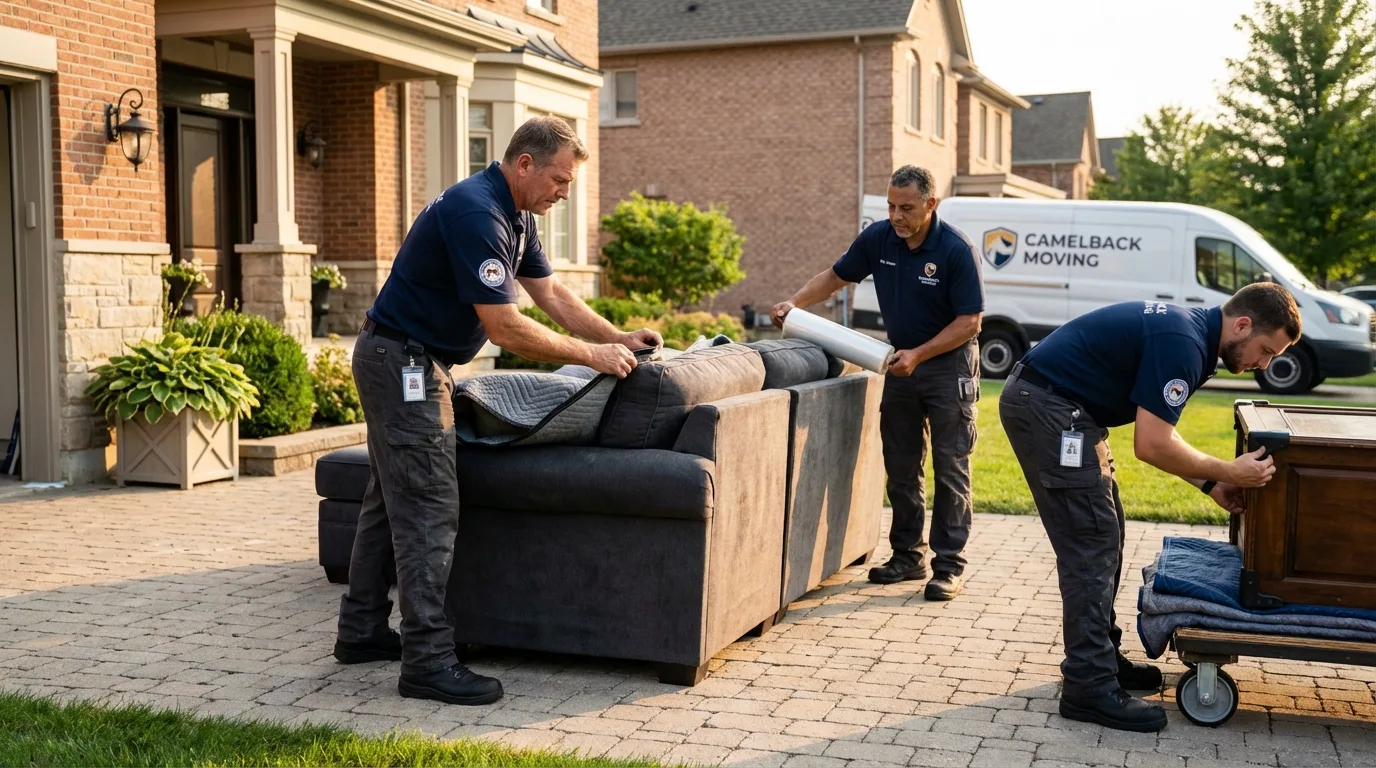 Large estate moving crew wrapping furniture in Edgewater, MD